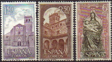 z vendido España 1968 1894/6 Sellos ** Monasterio de Sta. Mª del Parral (Avila) Fachada, Claustro y la Virgen y el Niño Timbre Espagne Spain Spagna Espana Spanje Spanien 